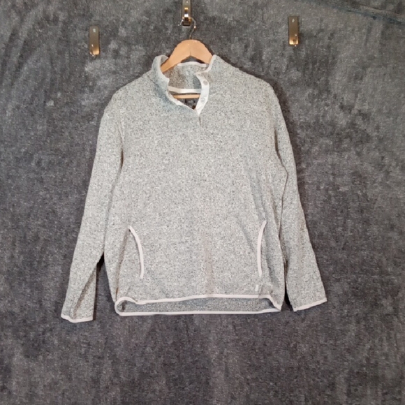 Eddie Bauer Womens Gray Radiator Fleece 2.0 Snap Mock Neck Sweater XL - Picture 1 of 7